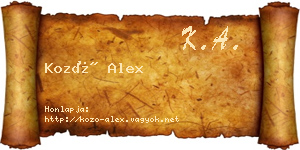 Kozó Alex névjegykártya